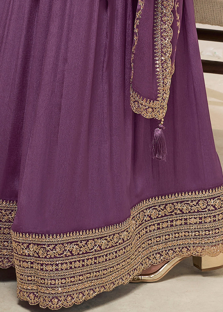 Rouge Pink Dola Silk Sharara Suit with Intricate Jacquard Detailing - House of Sarvati LLC