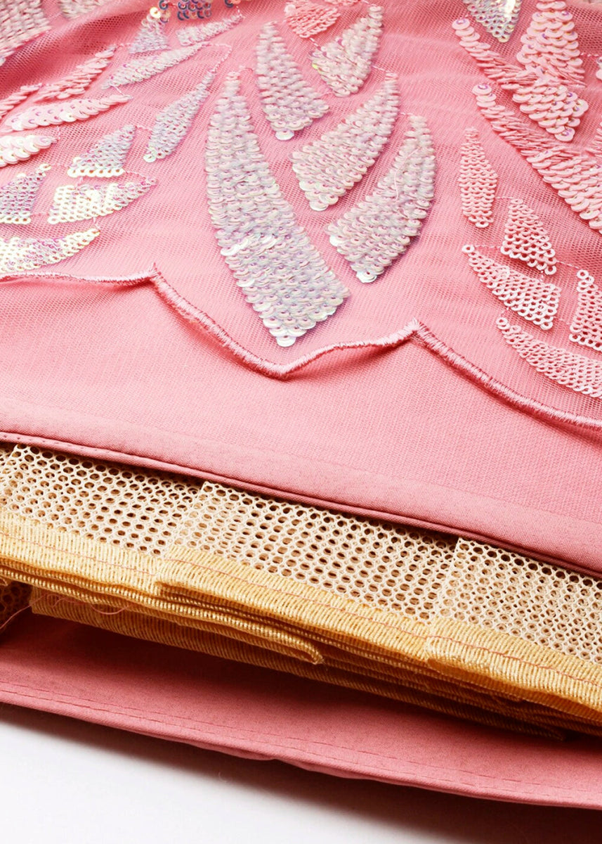 Rouge Pink Net Lehenga with All - Over Sequins – Glam Look for Bridesmaids - House of Sarvati LLC