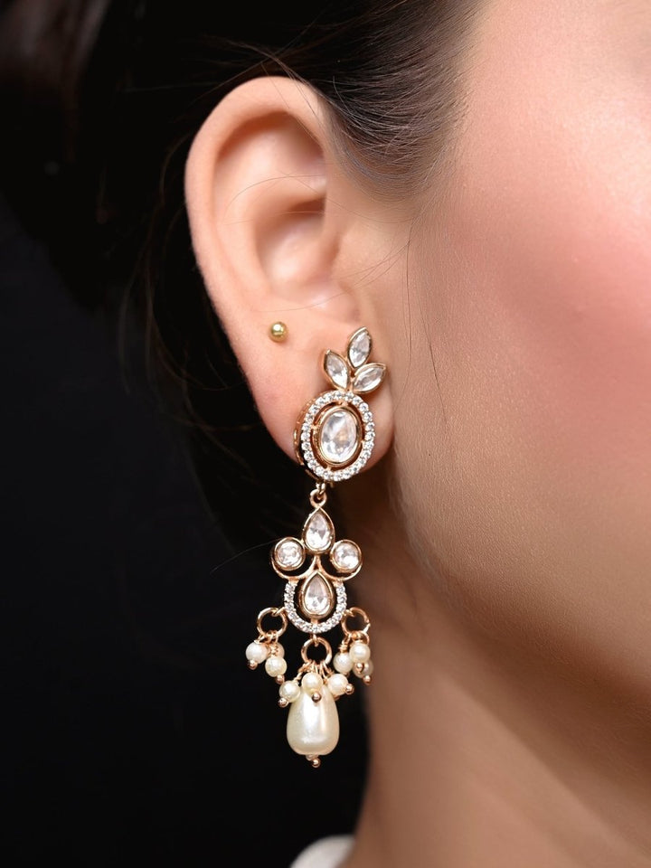 Rubi White Rose Gold Plated Kundan Choker - House of Sarvati LLC