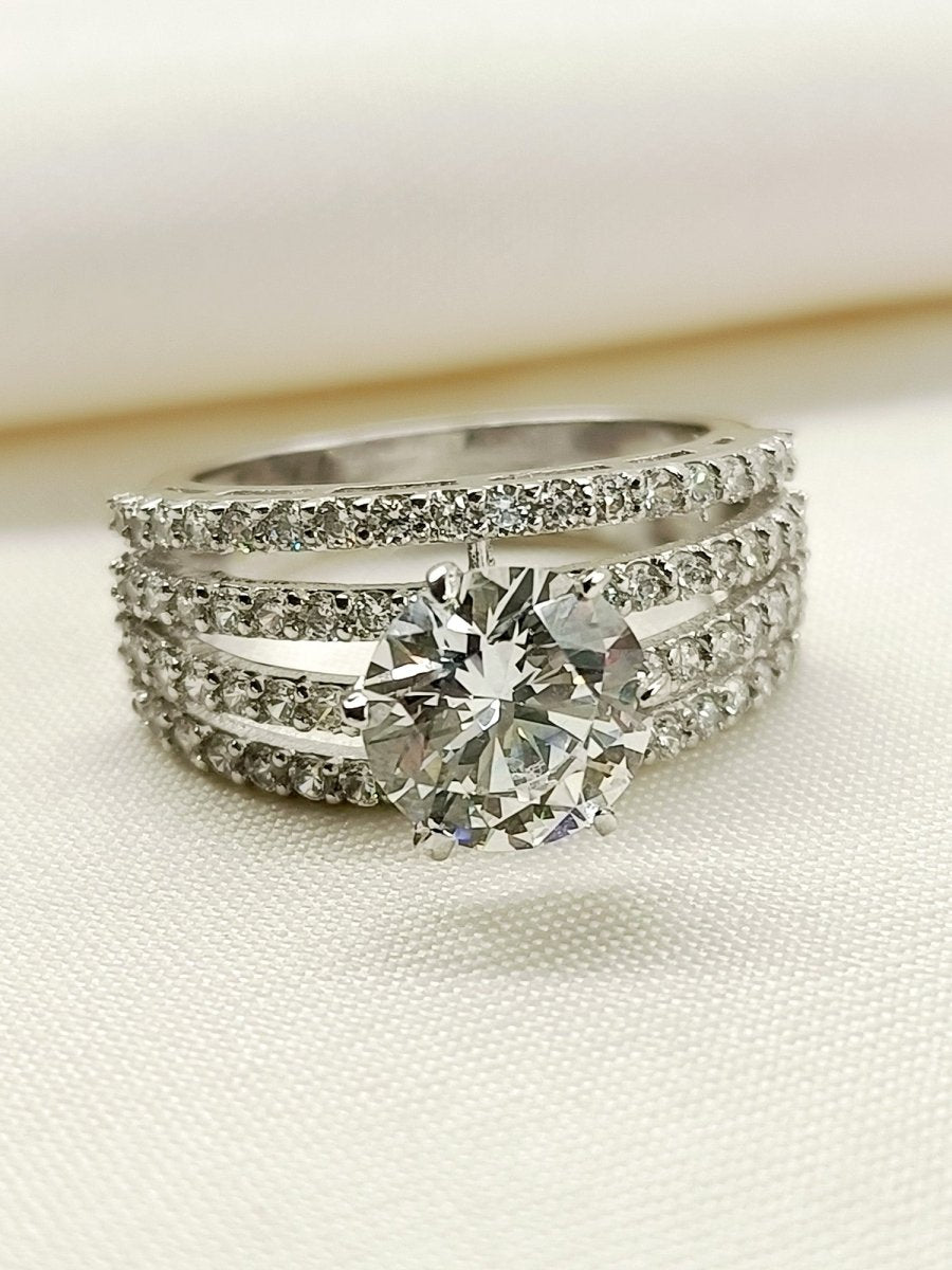 Ruheen 92.5 Silver Swarovski Stone Finger Ring - House of Sarvati LLC