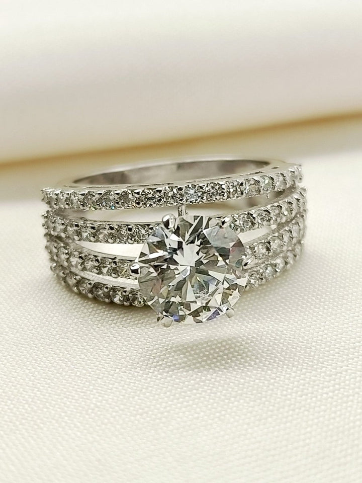 Ruheen 92.5 Silver Swarovski Stone Finger Ring - House of Sarvati LLC