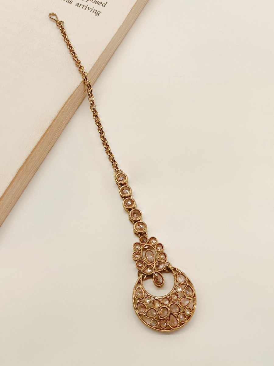 Rumanya Copper Polki Maangtikka - House of Sarvati LLC