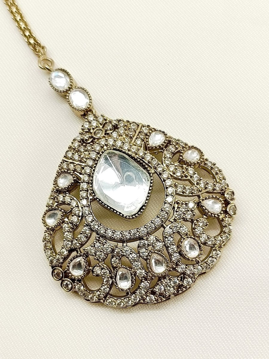 Rumanya White Victorian Teeka - House of Sarvati LLC