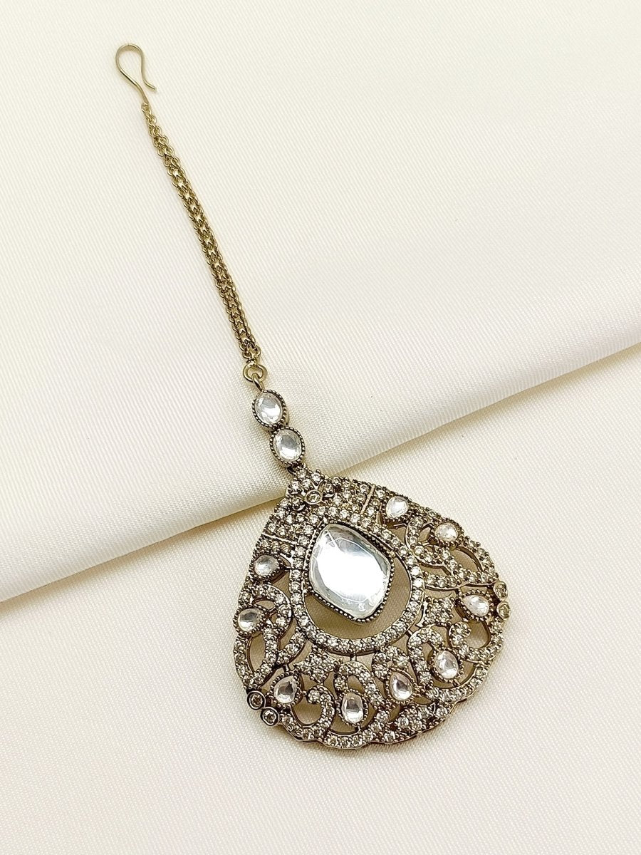 Rumanya White Victorian Teeka - House of Sarvati LLC