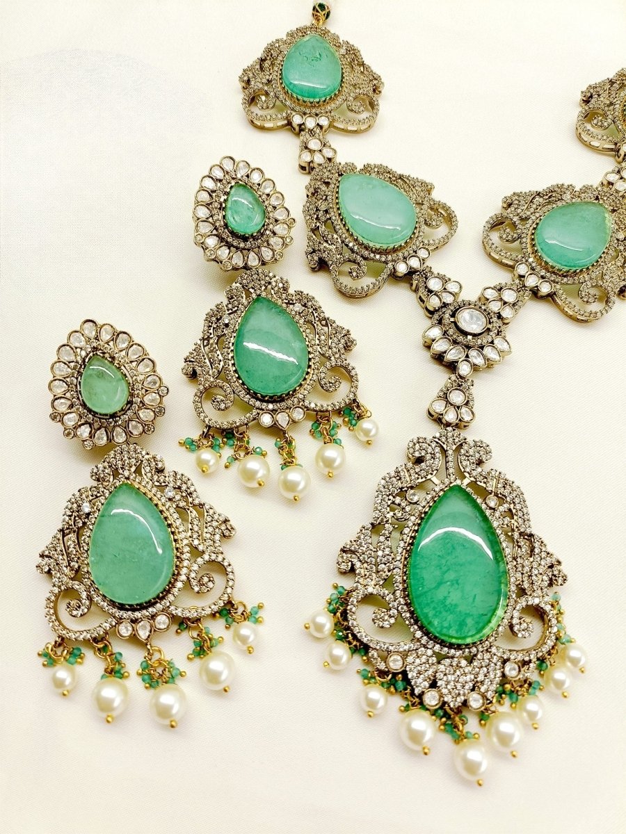 Rutvi Mint Green Victorian Set - House of Sarvati LLC