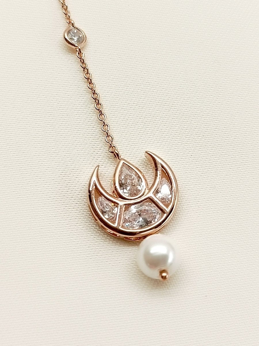 Saachi White American Diamond Maang Teeka - House of Sarvati LLC