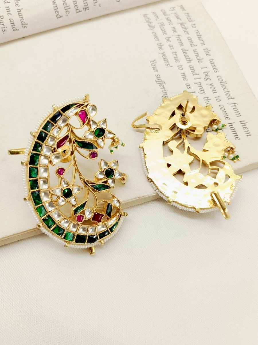 Saagnika Multi Colour Kundan Earcuff - House of Sarvati LLC