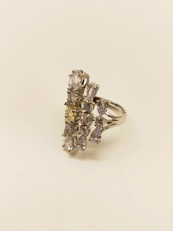 Saarika Yellow & White American Diamond Set With Ring And Bracelet - House of Sarvati LLC