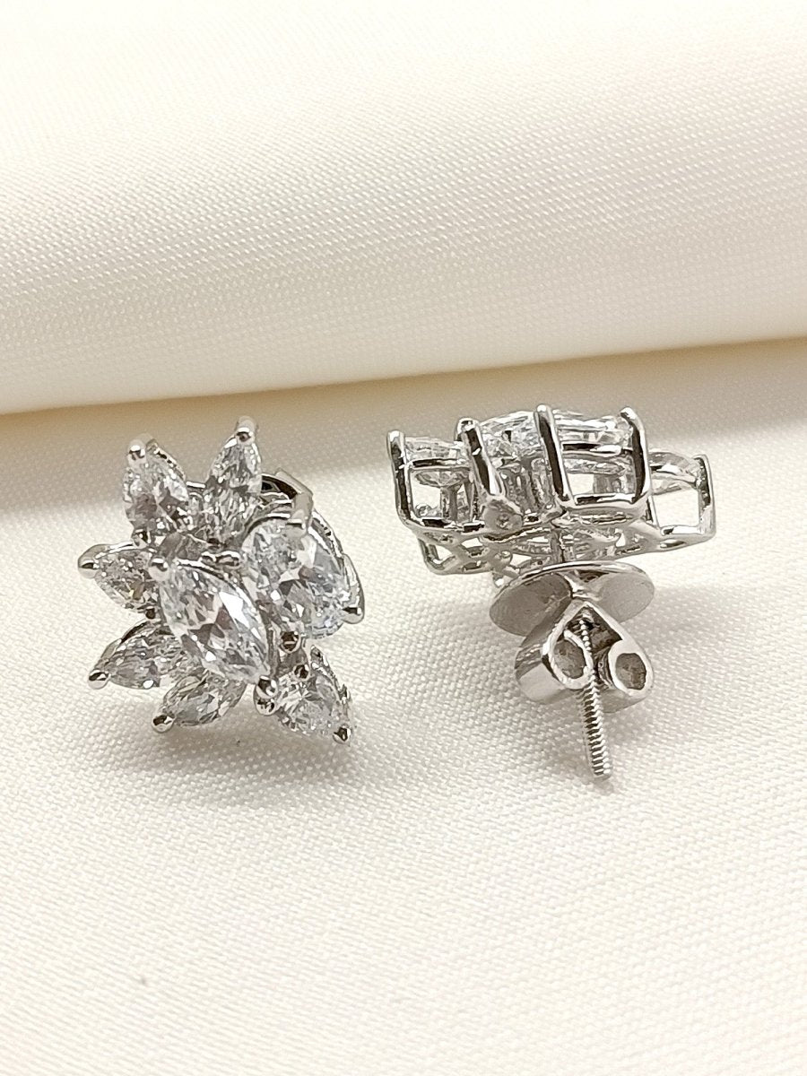 Sabra 92.5 Silver Swarovski Stone Tops - House of Sarvati LLC