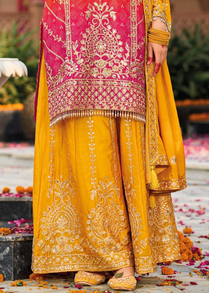 Saffron Yellow Chinon Silk Palazzo Suit with Intricate Embroidery - Eid Edition - House of Sarvati LLC