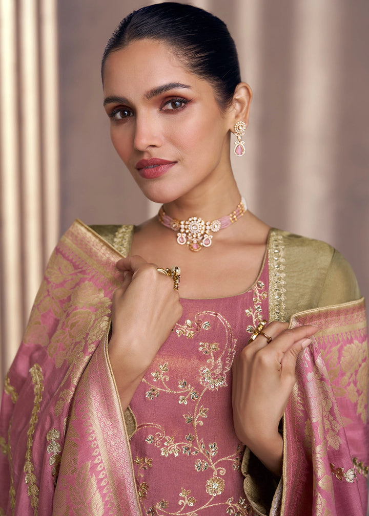 Sage Green Simar Silk Suit with Exquisite Embroidery - House of Sarvati LLC