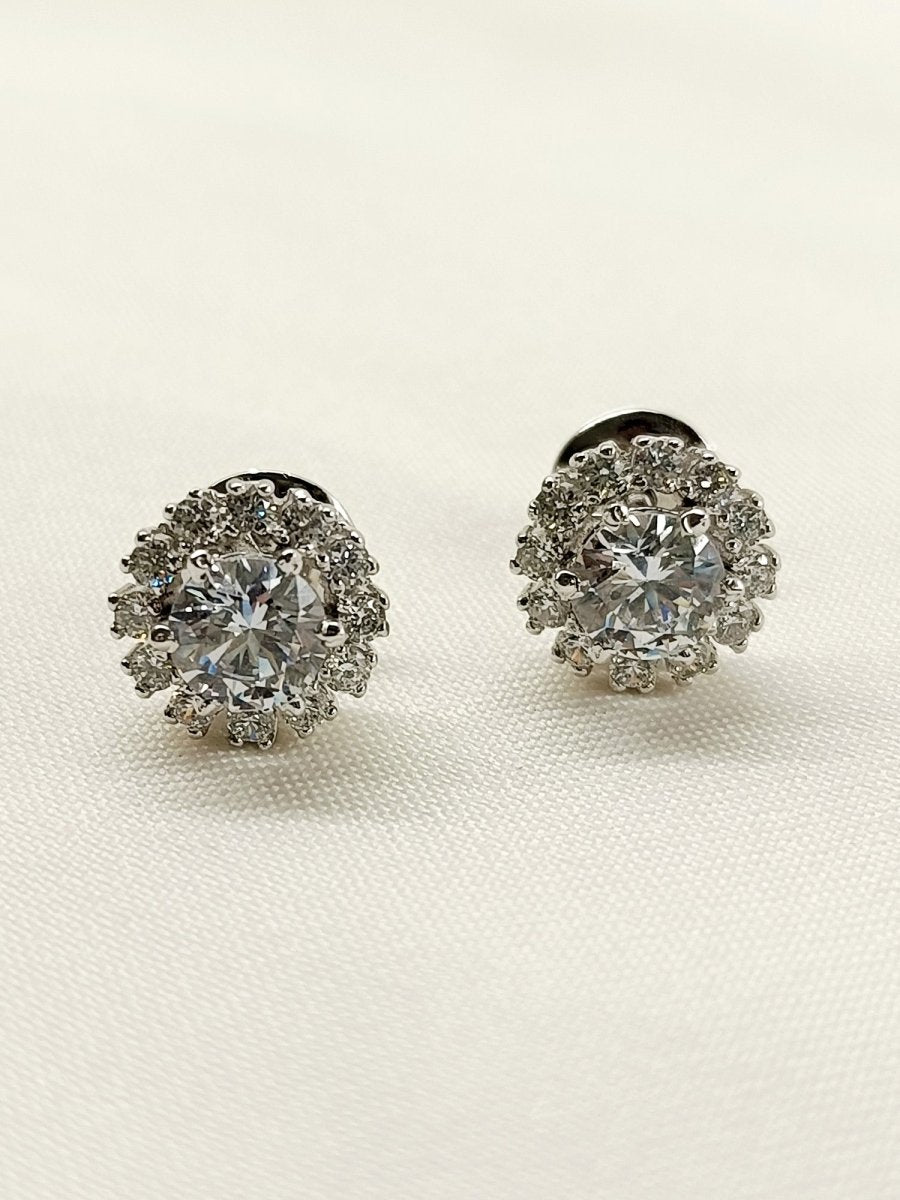 Sahar 92.5 Silver Swarovski Stone Tops - House of Sarvati LLC