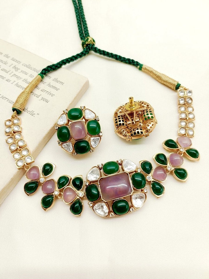 Saisha Multi Colour Kundan Choker Set - House of Sarvati LLC