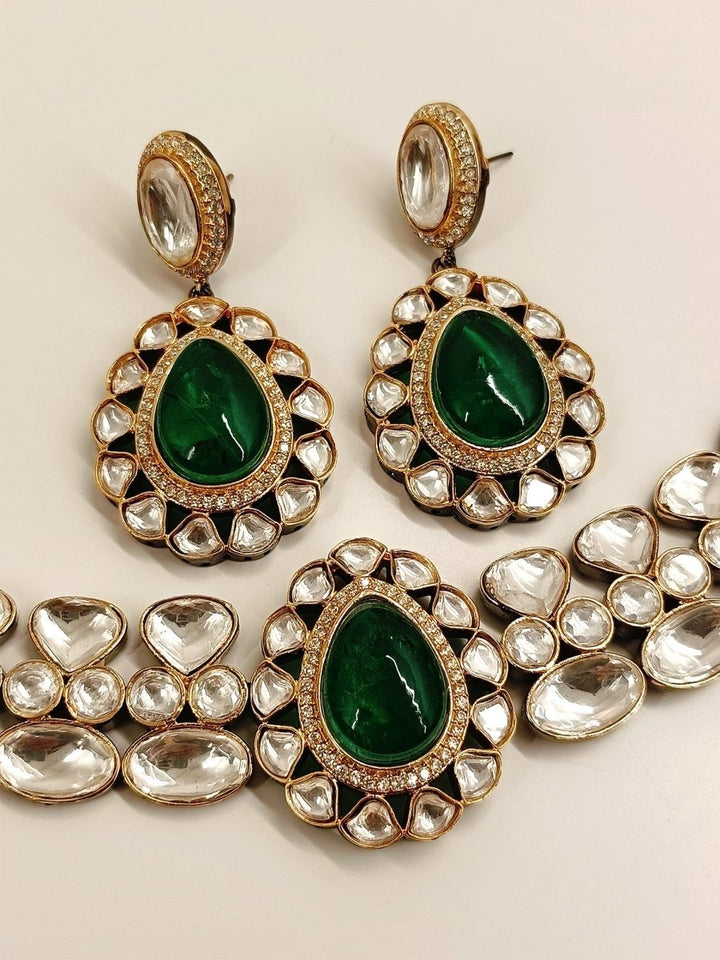 Saiya Green Victorian Necklace Set - House of Sarvati LLC