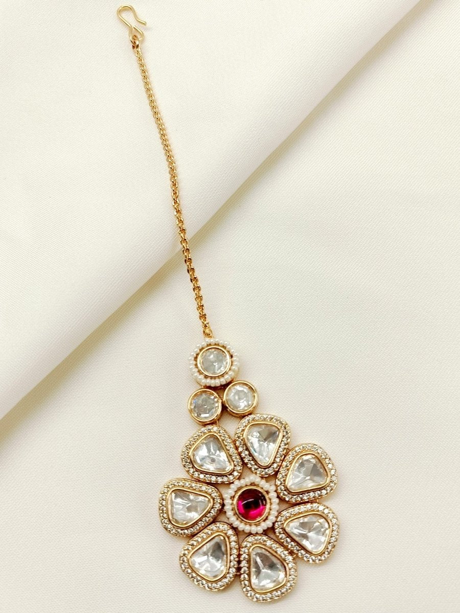 Saiyami Ruby Kundan Teeka - House of Sarvati LLC