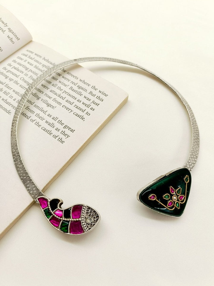 Samidha M & G Fish Oxidized Hasli Style Neckpiece - House of Sarvati LLC