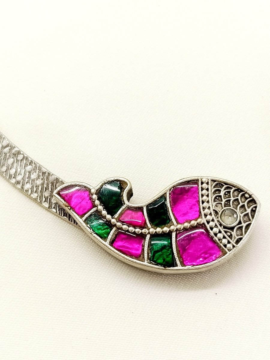 Samidha M & G Fish Oxidized Hasli Style Neckpiece - House of Sarvati LLC