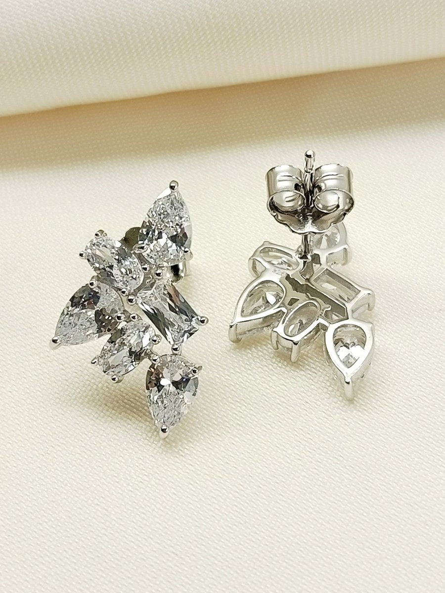 Samiya 92.5 Silver Swarovski Stone Tops - House of Sarvati LLC