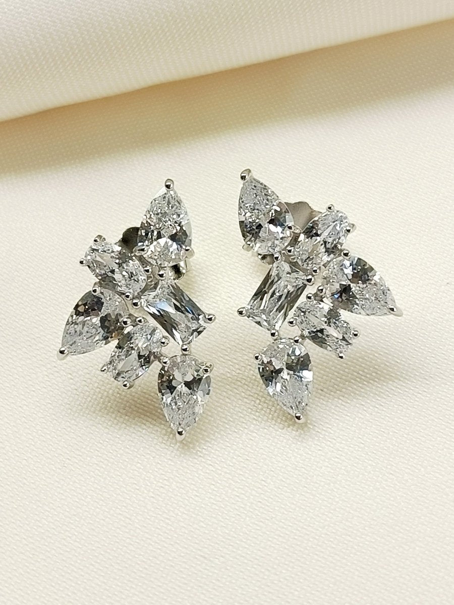 Samiya 92.5 Silver Swarovski Stone Tops - House of Sarvati LLC