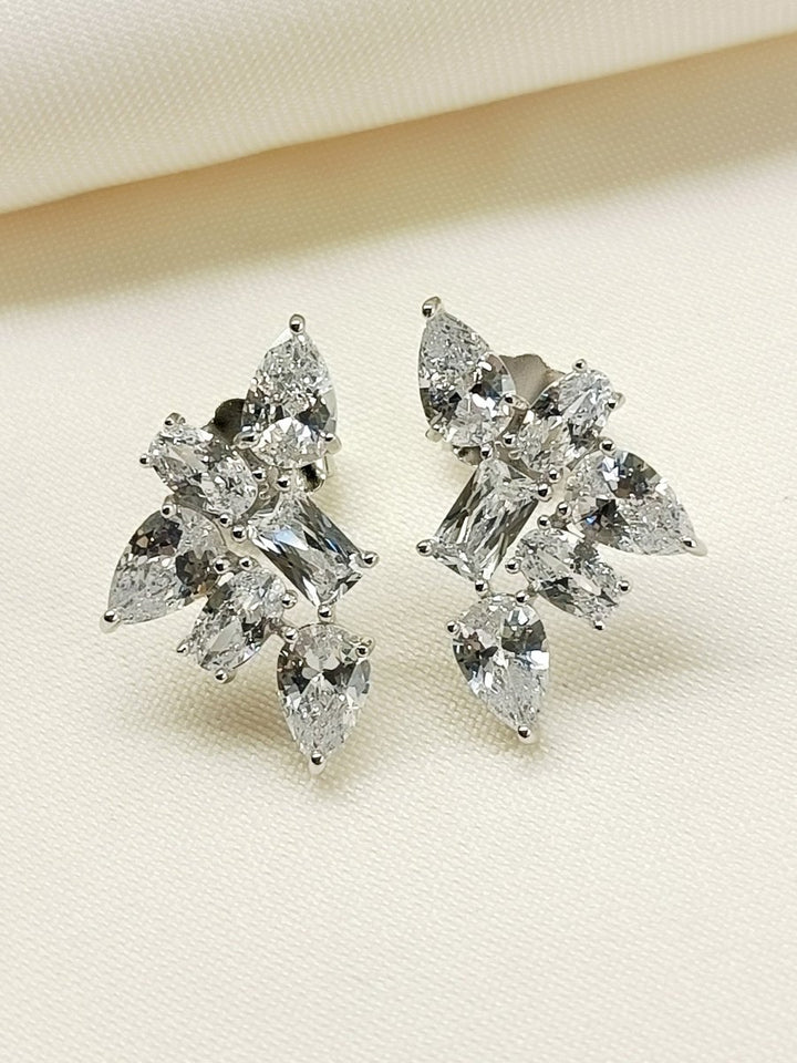 Samiya 92.5 Silver Swarovski Stone Tops - House of Sarvati LLC