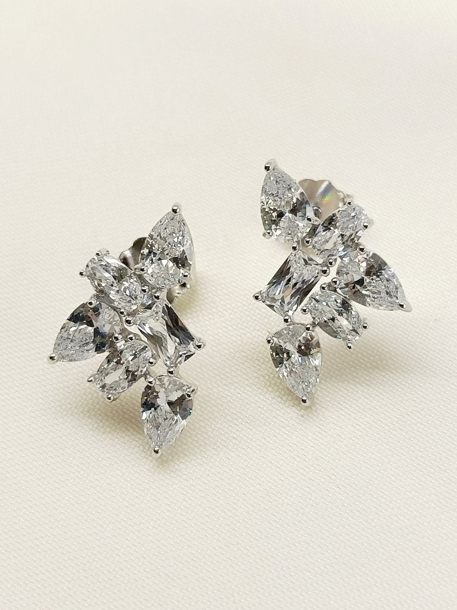 Samiya 92.5 Silver Swarovski Stone Tops - House of Sarvati LLC