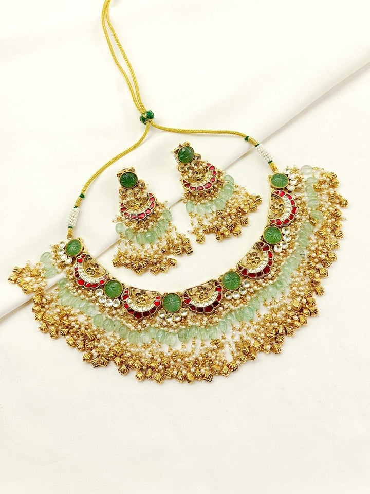 Sanchi Mint Green Kundan Set - House of Sarvati LLC