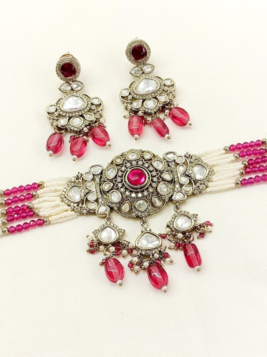 Sangeeta Ruby Victorian Choker Set - House of Sarvati LLC
