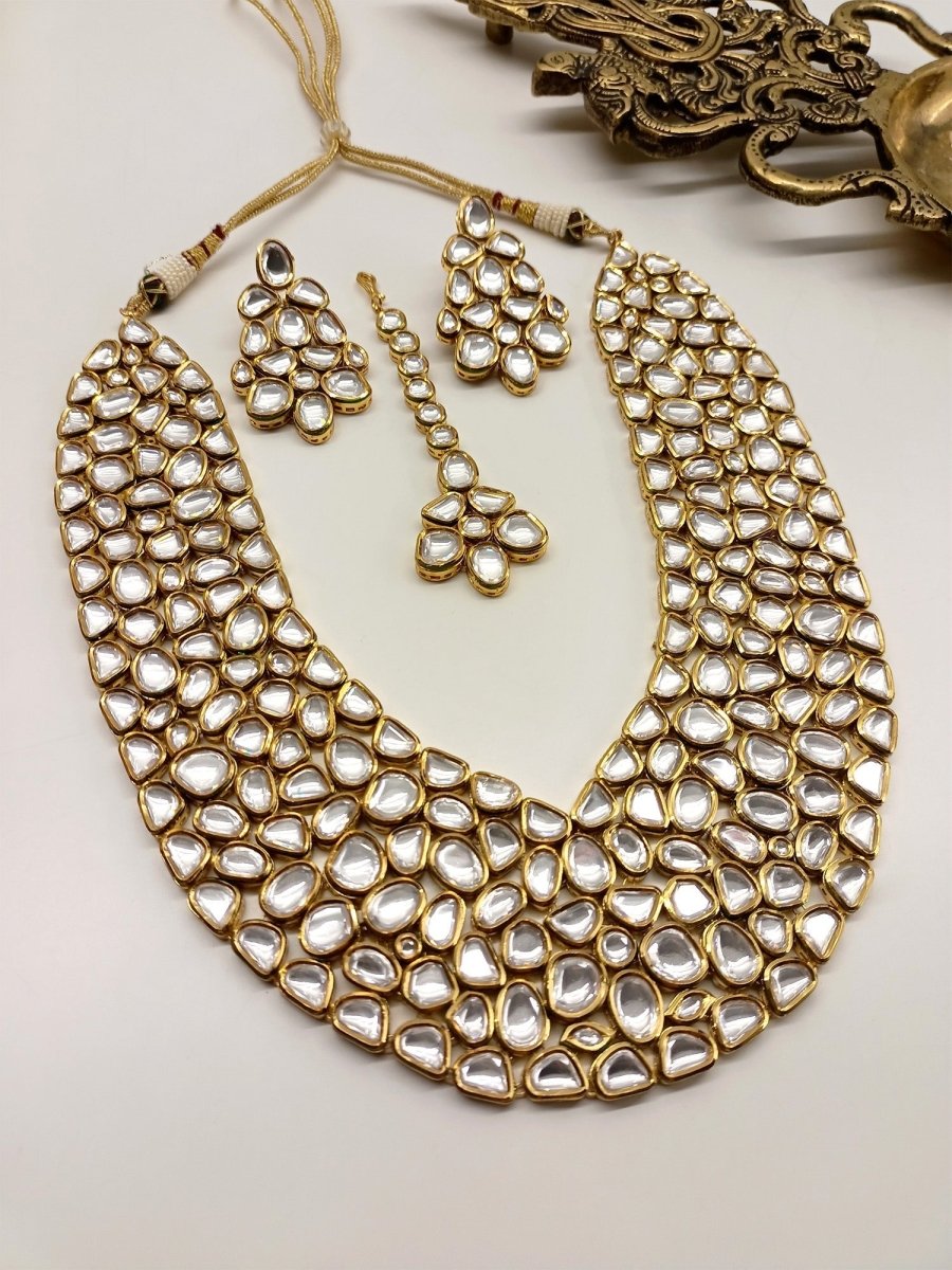 Sanober Kundan Necklace Set - House of Sarvati LLC