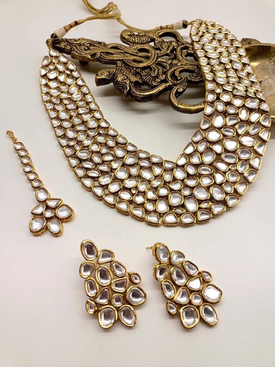 Sanober Kundan Necklace Set - House of Sarvati LLC