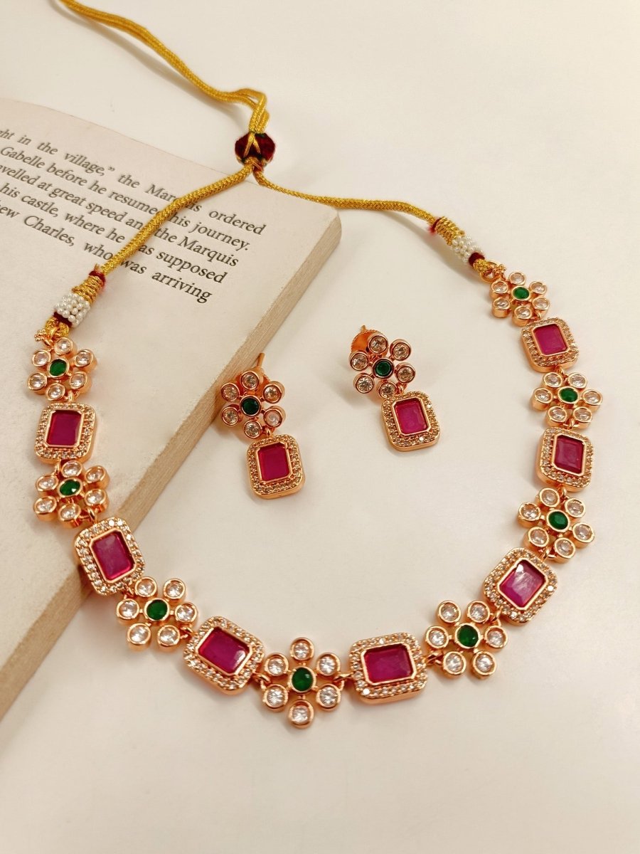 Saoirse R & G American Diamond Necklace Set - House of Sarvati LLC