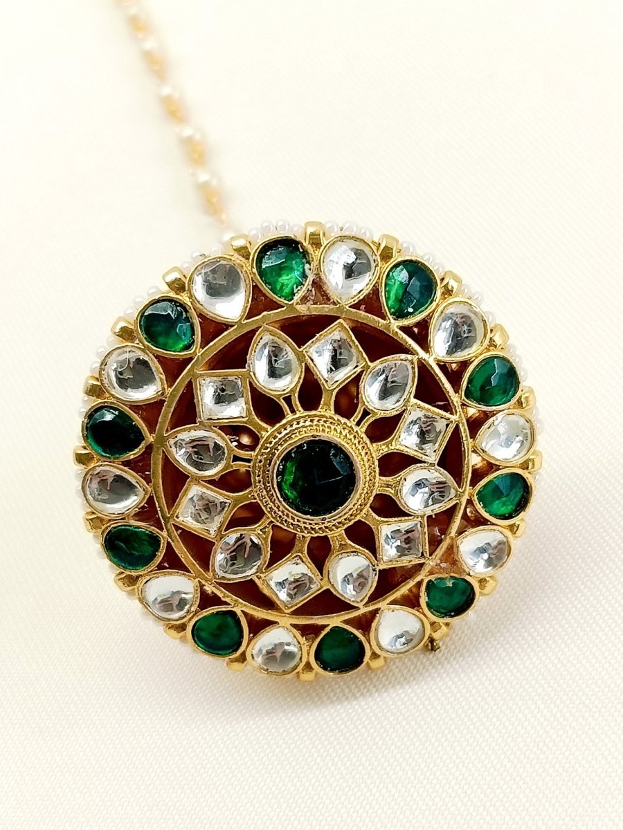 Saumya Green Kundan Borla - House of Sarvati LLC