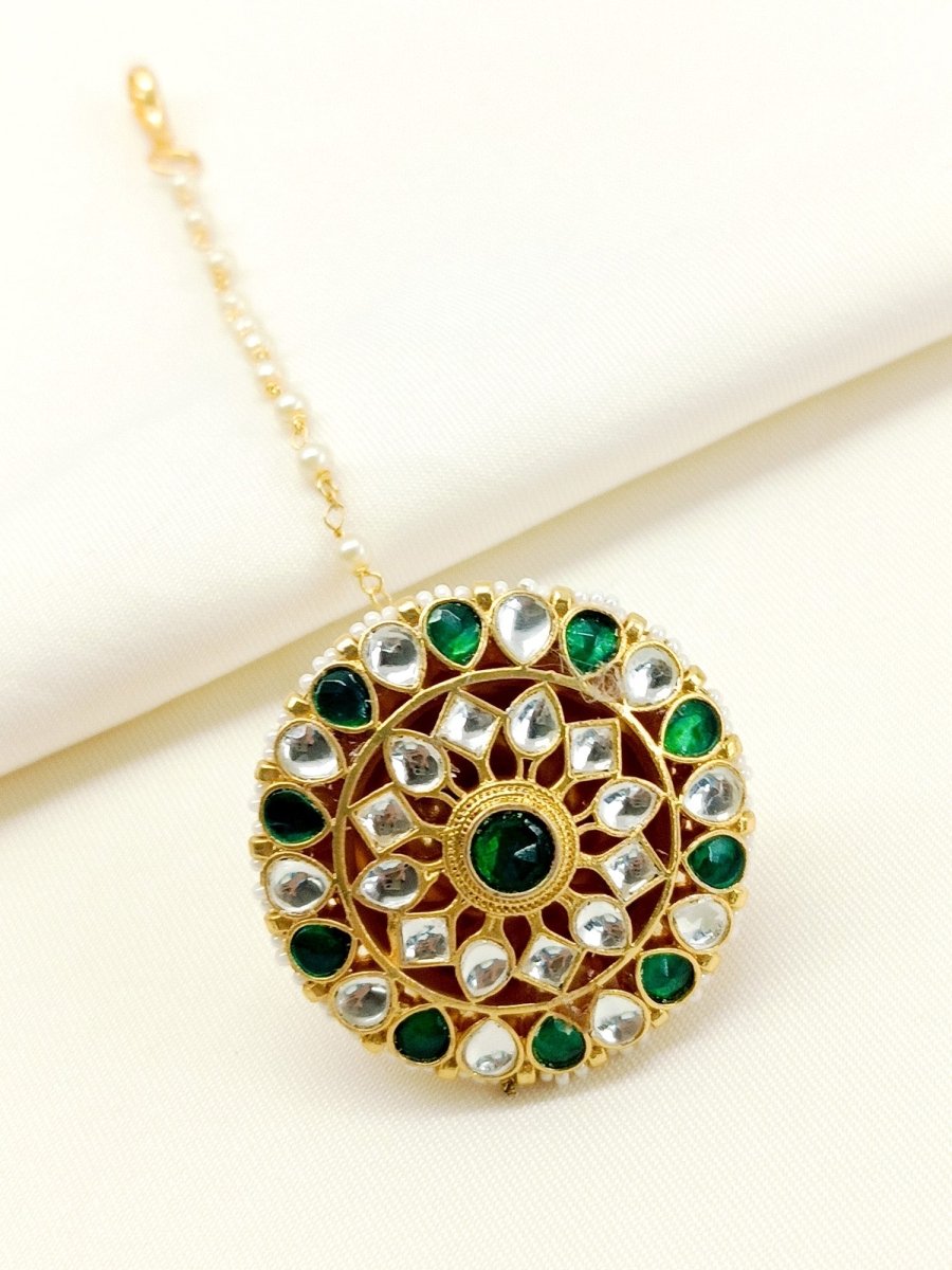 Saumya Green Kundan Borla - House of Sarvati LLC
