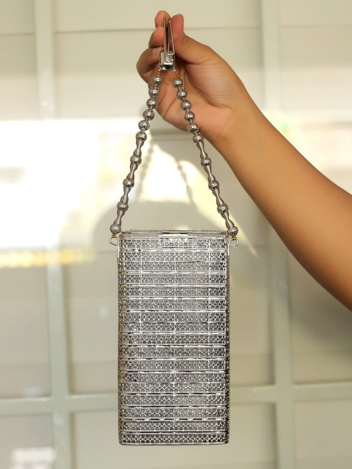Sejal Silver Mobile Pouch - House of Sarvati LLC