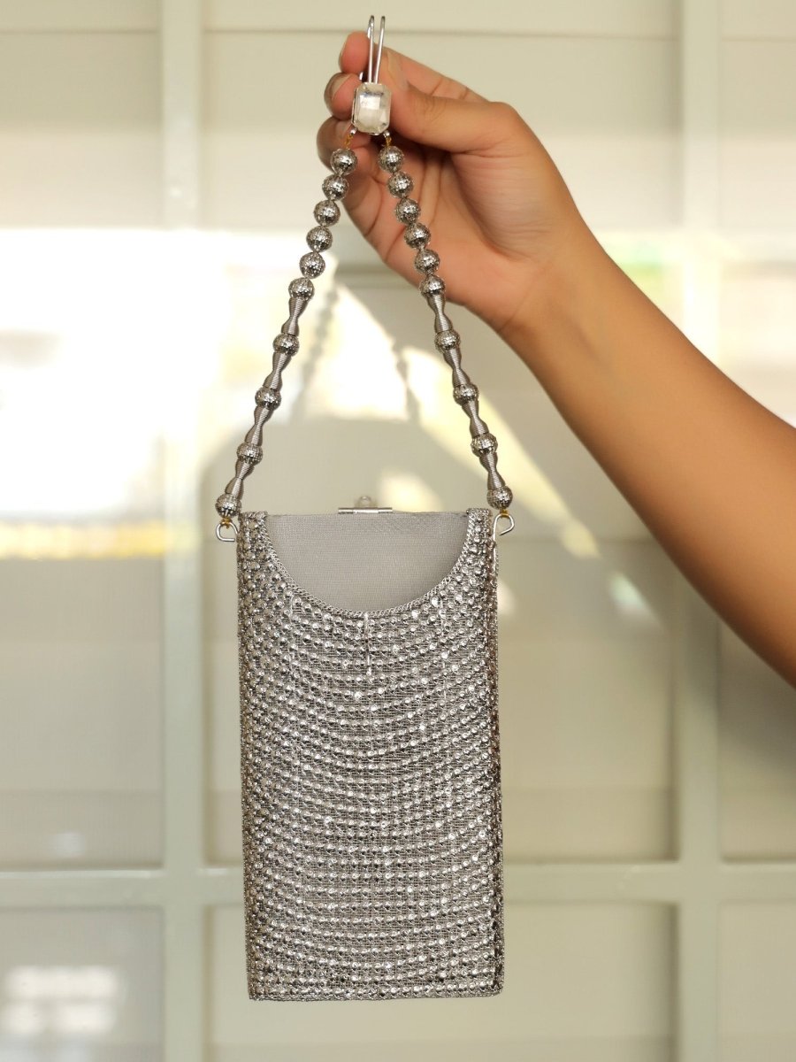 Sejal Silver Mobile Pouch - House of Sarvati LLC