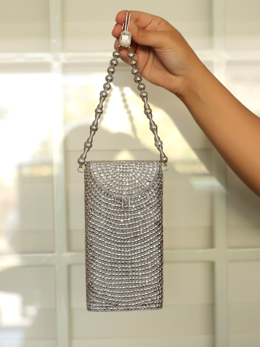 Sejal Silver Mobile Pouch - House of Sarvati LLC