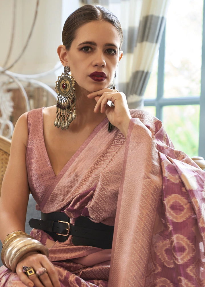 Shaded Purple Tissue Silk Saree with Delicate Handloom Zari Embroidery - House of Sarvati LLC