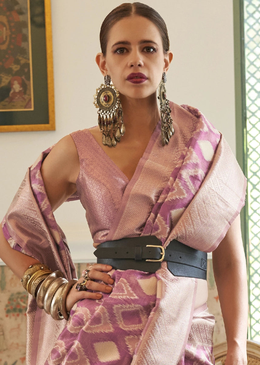 Shaded Purple Tissue Silk Saree with Delicate Handloom Zari Embroidery - House of Sarvati LLC