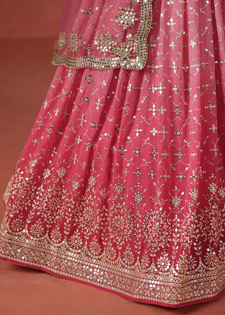 Shades Of Pink Lehenga Choli in Georgette with Sequin Zari Work - House of Sarvati LLC