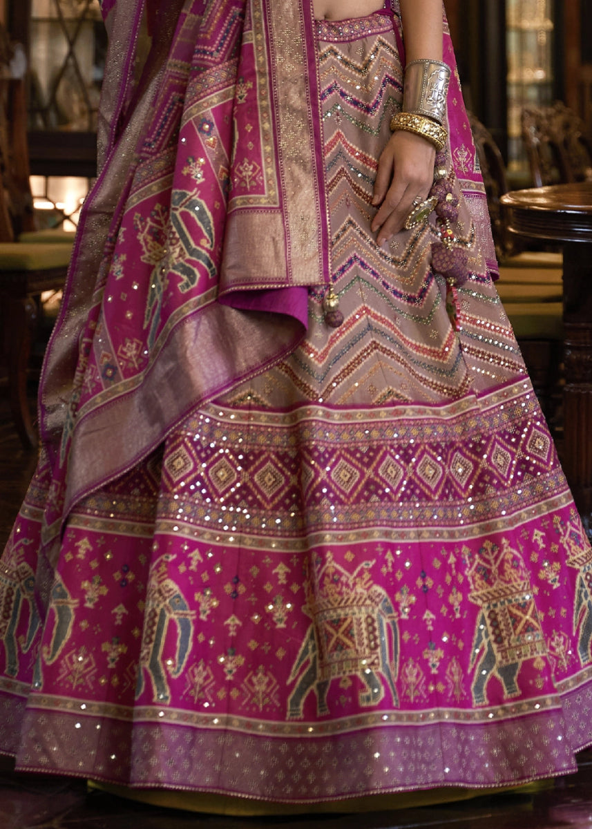 Shades Of Purple Embellished Rajwadi Silk Lehenga Choli with Aari Mirror Work - House of Sarvati LLC
