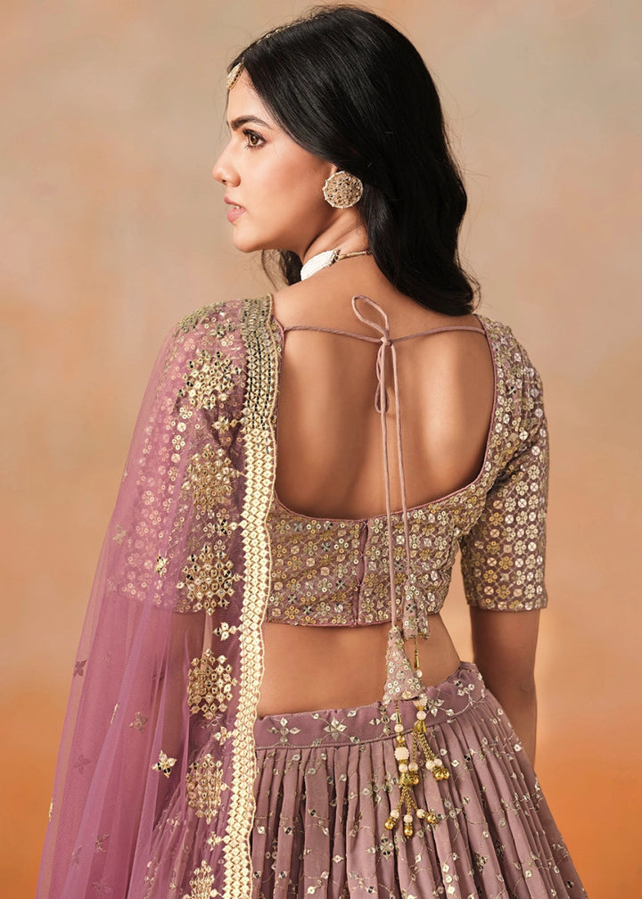 Shades Of Purple Lehenga Choli in Georgette with Sequin Zari Work - House of Sarvati LLC