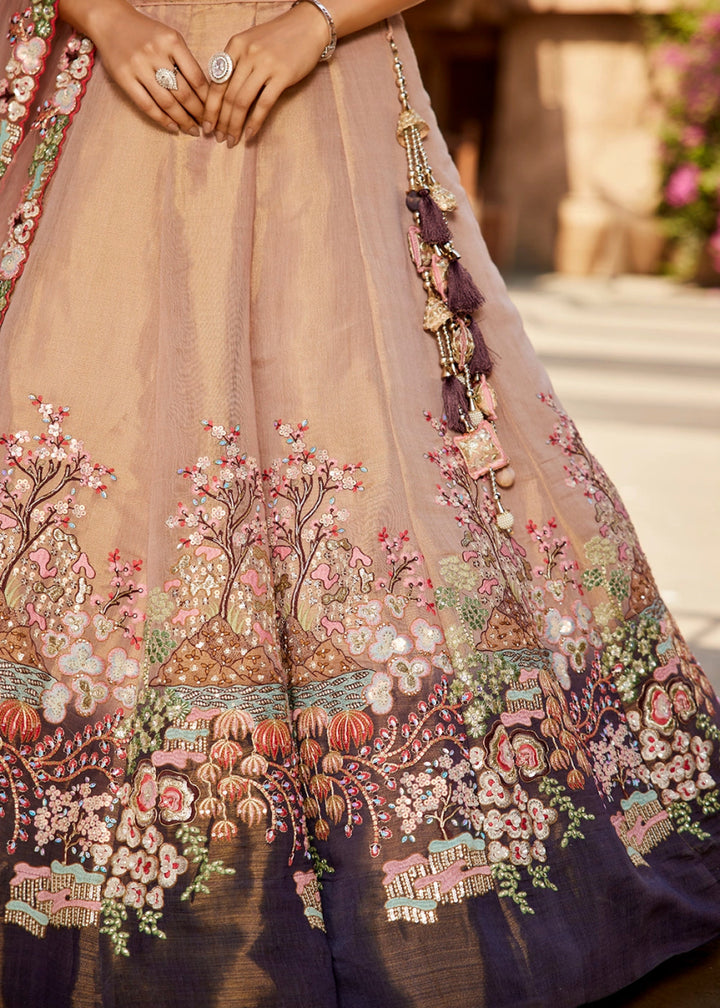 Shades Of Purple Net Indian Lehenga Choli with Zarkan, Coding & Sequin Detailing - House of Sarvati LLC