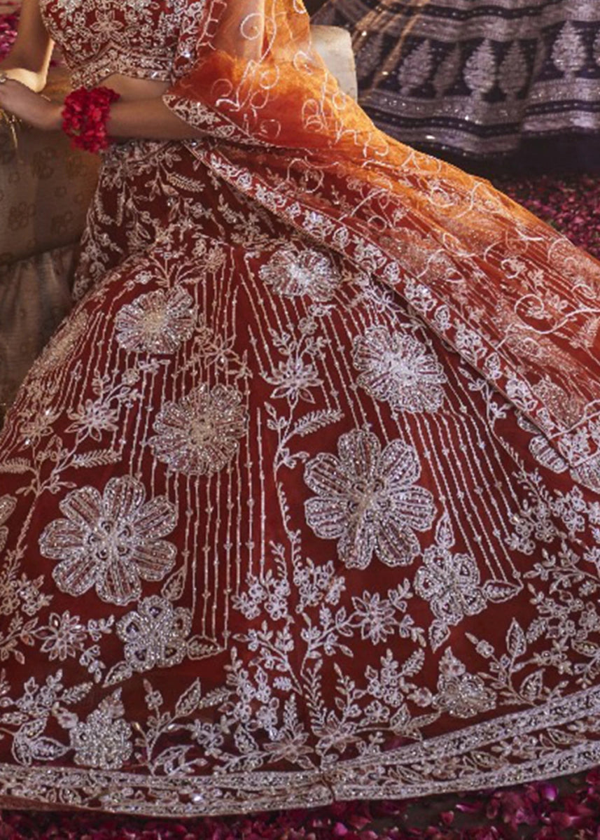 Shades Of Red Net Lehenga Choli with Embroidery and Sparkling Sequins Work - House of Sarvati LLC