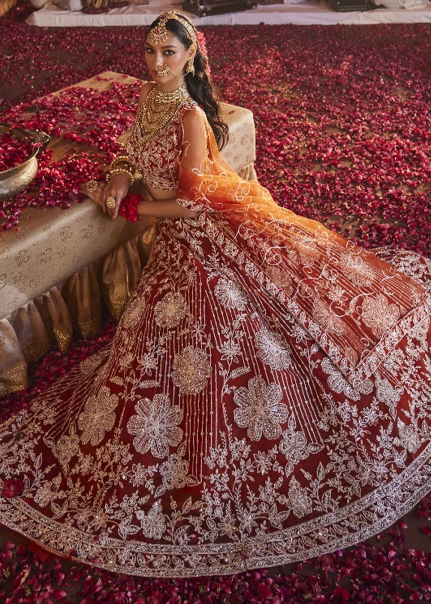Shades Of Red Net Lehenga Choli with Embroidery and Sparkling Sequins Work - House of Sarvati LLC