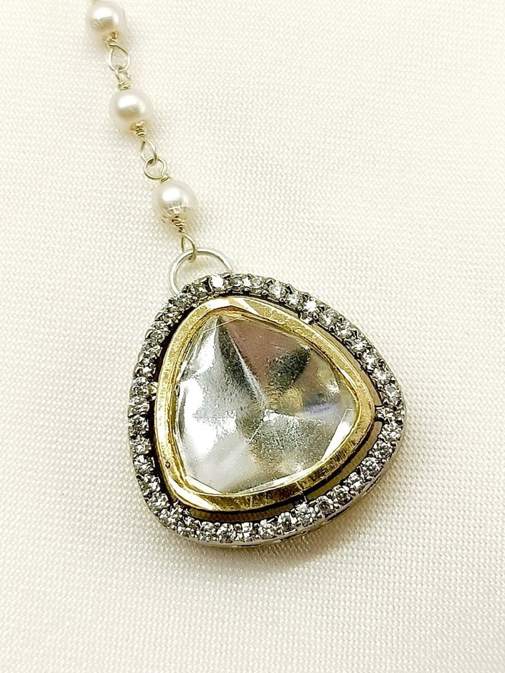 Shakti White Kundan Maangteeka - House of Sarvati LLC