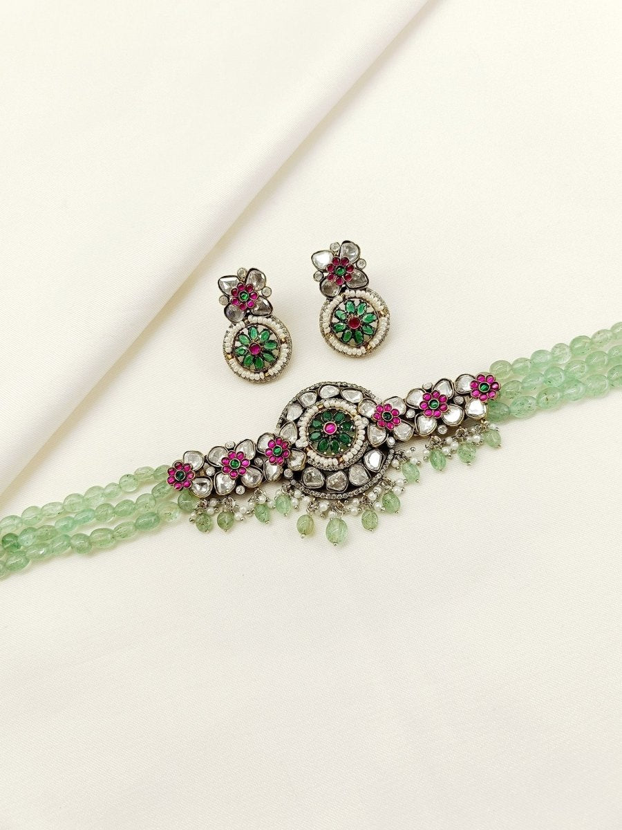 Sheesha MInt Green Victorian Choker Set - House of Sarvati LLC