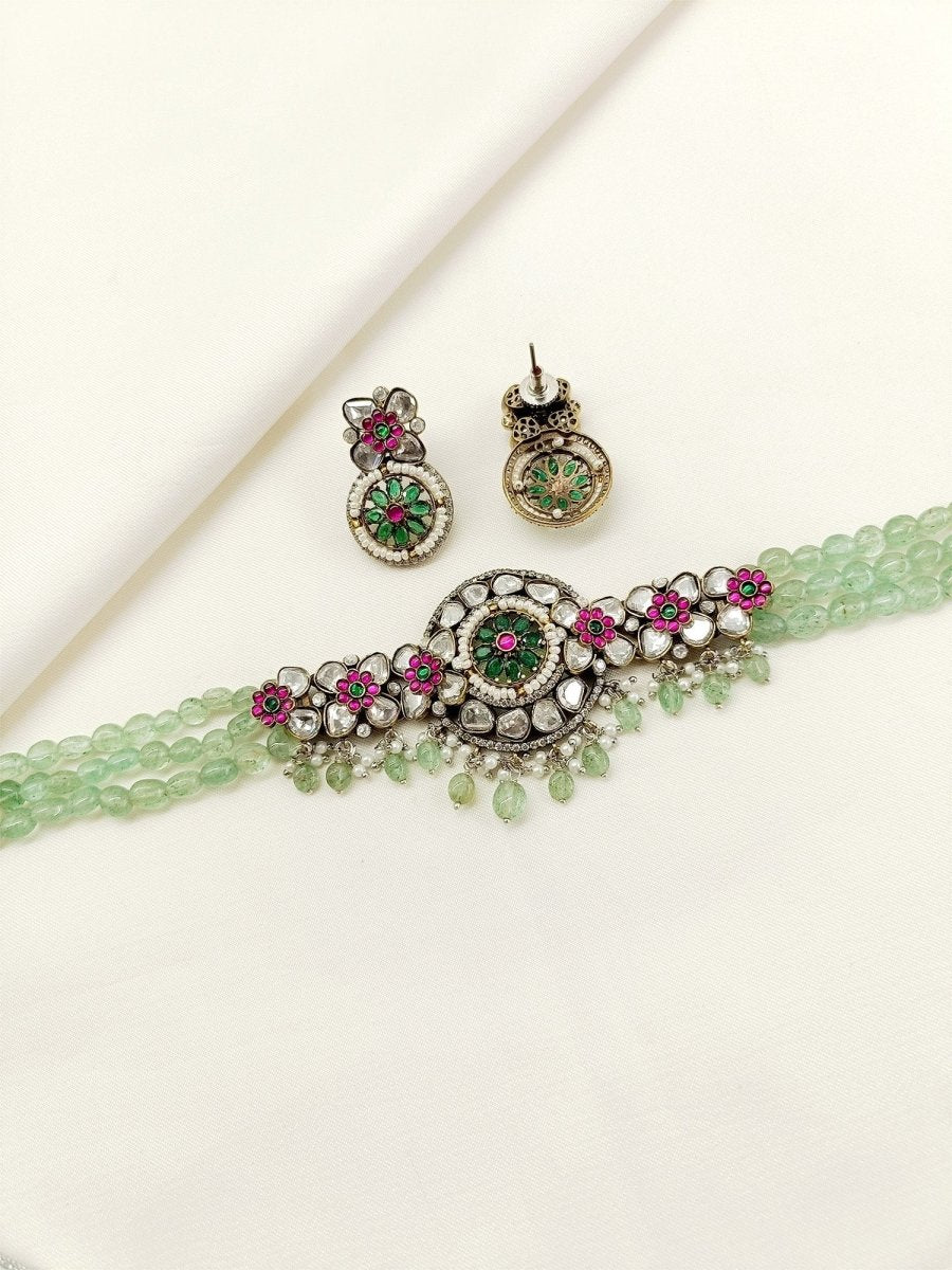 Sheesha MInt Green Victorian Choker Set - House of Sarvati LLC