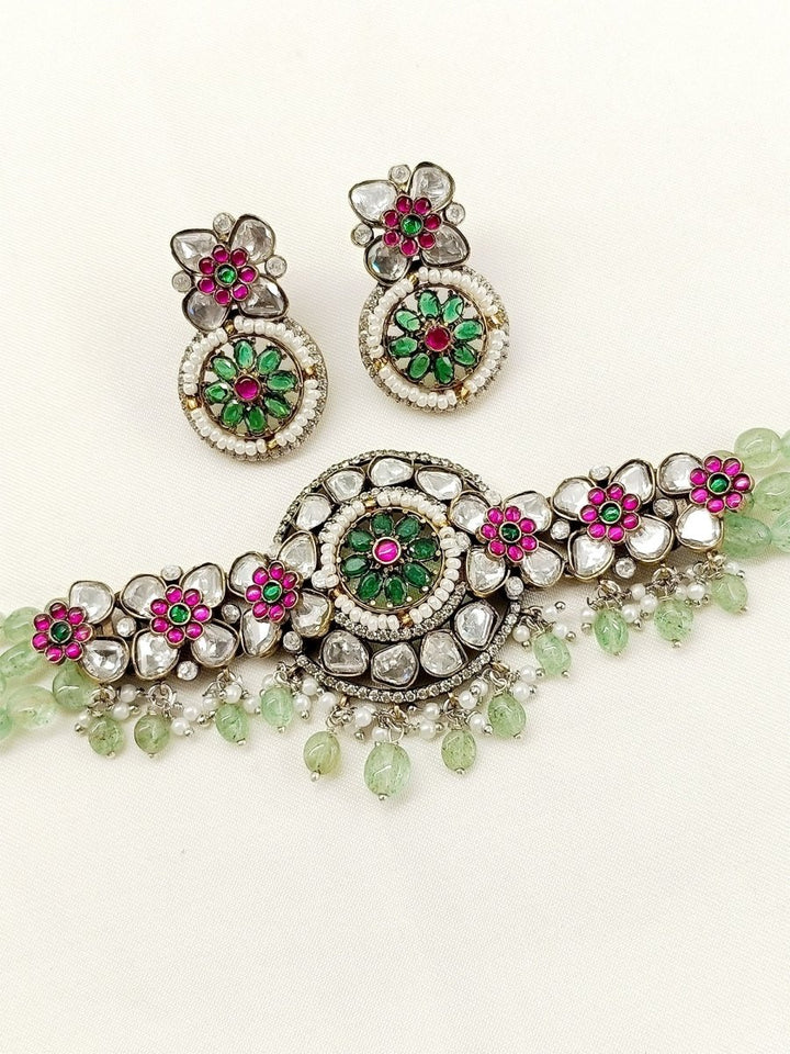 Sheesha MInt Green Victorian Choker Set - House of Sarvati LLC
