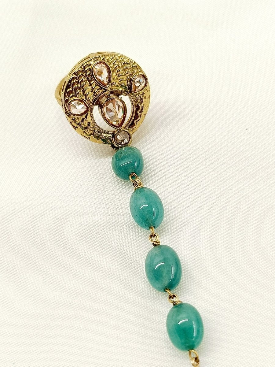 Shefali Green Polki Hathphool Set Of 2 - House of Sarvati LLC
