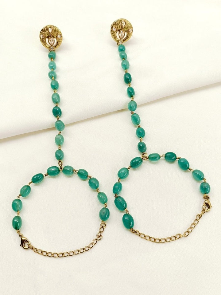 Shefali Green Polki Hathphool Set Of 2 - House of Sarvati LLC