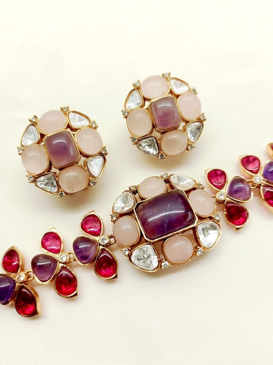 Shibani Multi Colour Kundan Choker Set - House of Sarvati LLC